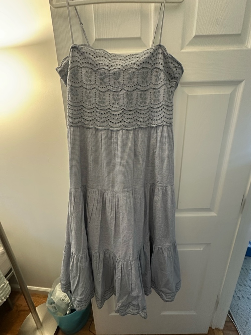 American Eagle Light Blue Eyelet Tiered Sundress